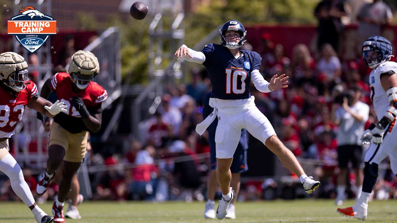 Bo Nix dials up big completions, defense makes plays in joint practice vs. 49ers
