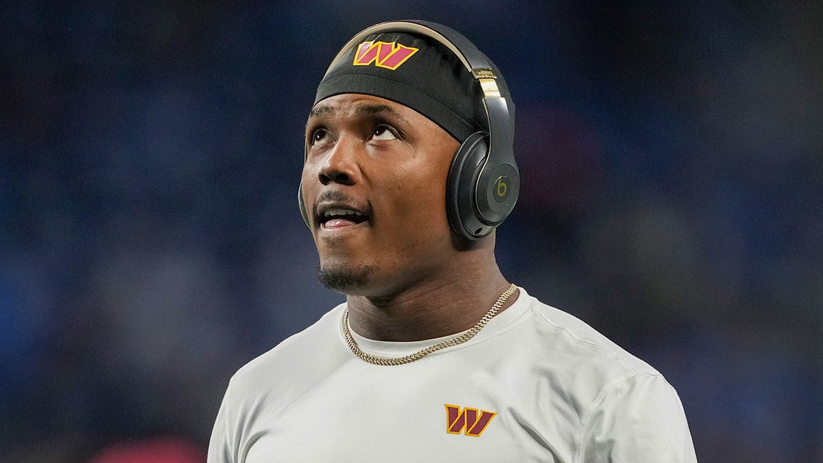 Terry McLaurin looks up on field