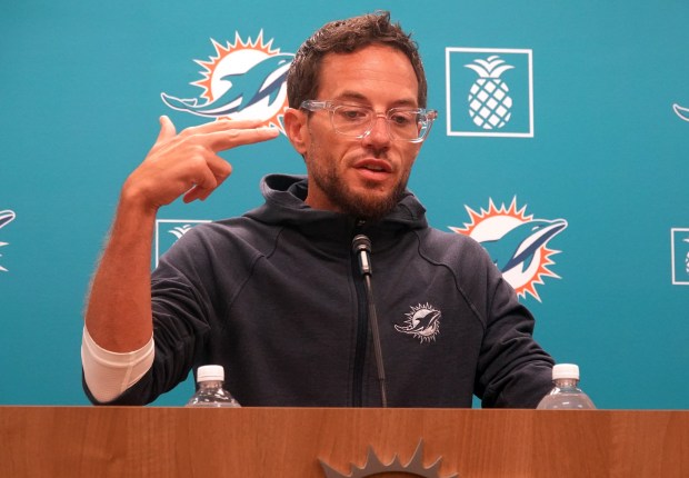Miami Dolphins head coach Mike McDaniel speaks to the media...