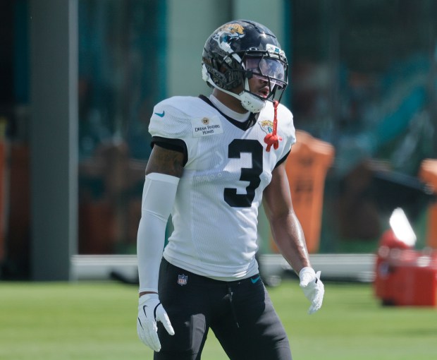 Jacksonville Jaguars cornerback Tyson Campbell is seen during a joint...