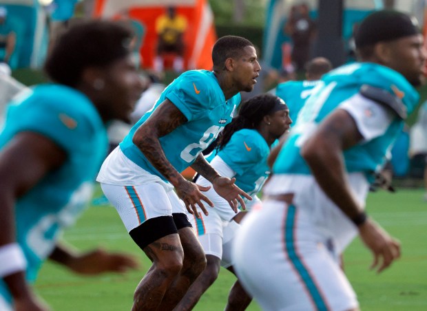 Miami Dolphins tight end Darren Waller is seen during a...