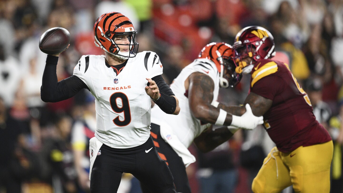 Burrow's Bengals outlast Daniels' Commanders for 31-17 win