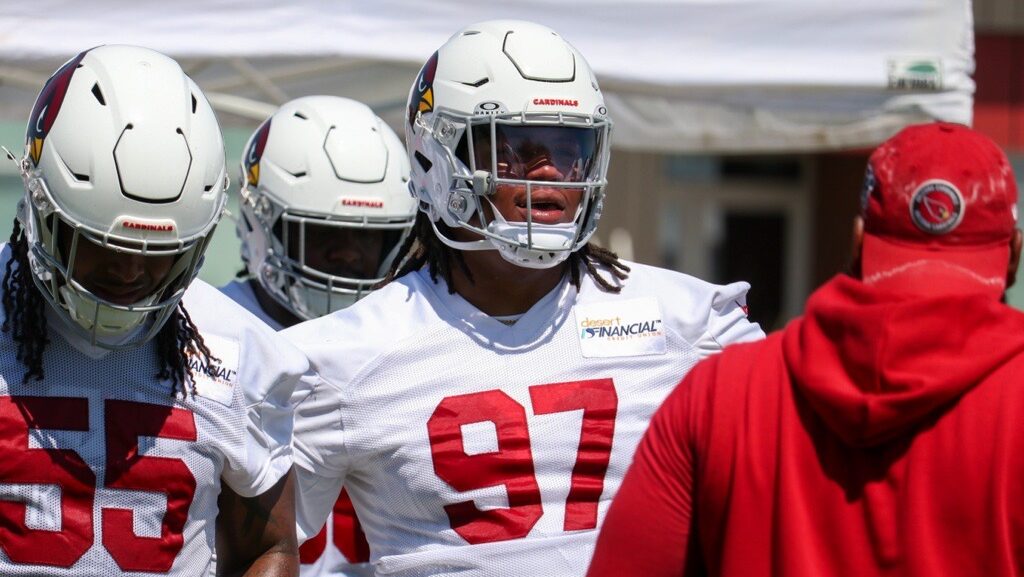 Walter Nolen III looks on during Cardinals practice...