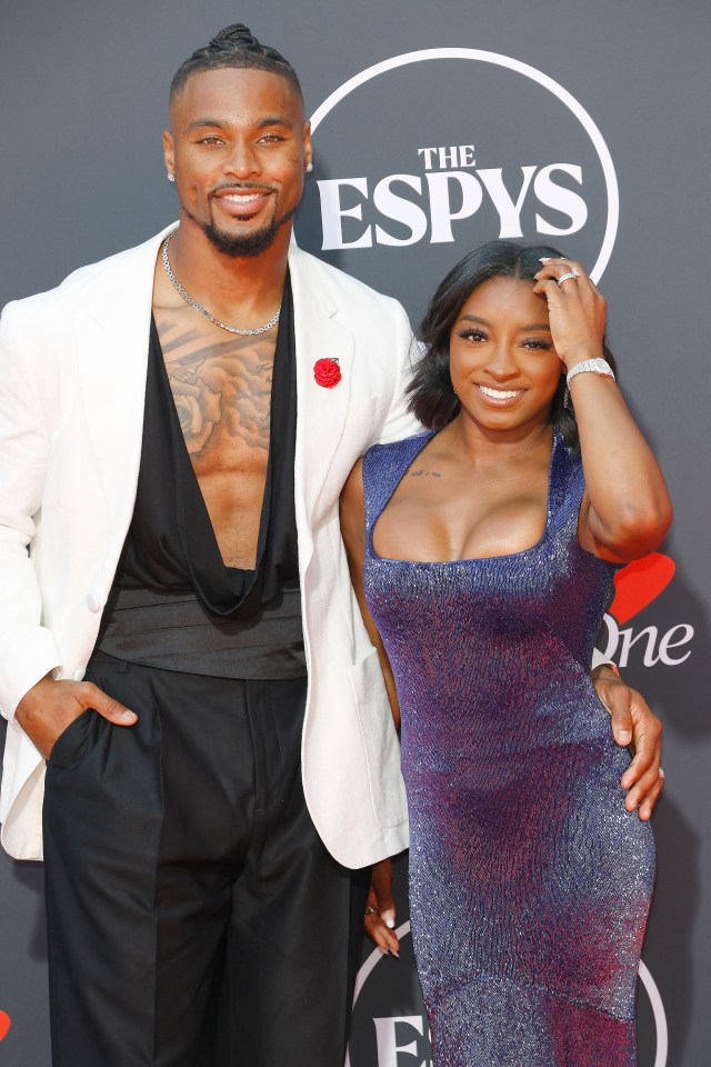 Jonathan Owens and Simone Biles at the ESPYS.