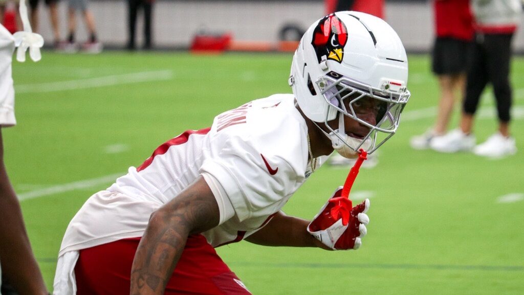 Cardinals CB Will Johnson runs through drills during training camp...
