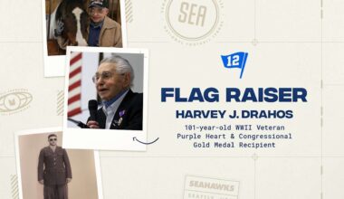World War II Veteran Harvey Drahos Named 12 Flag Raiser For Seahawks vs. Cardinals 