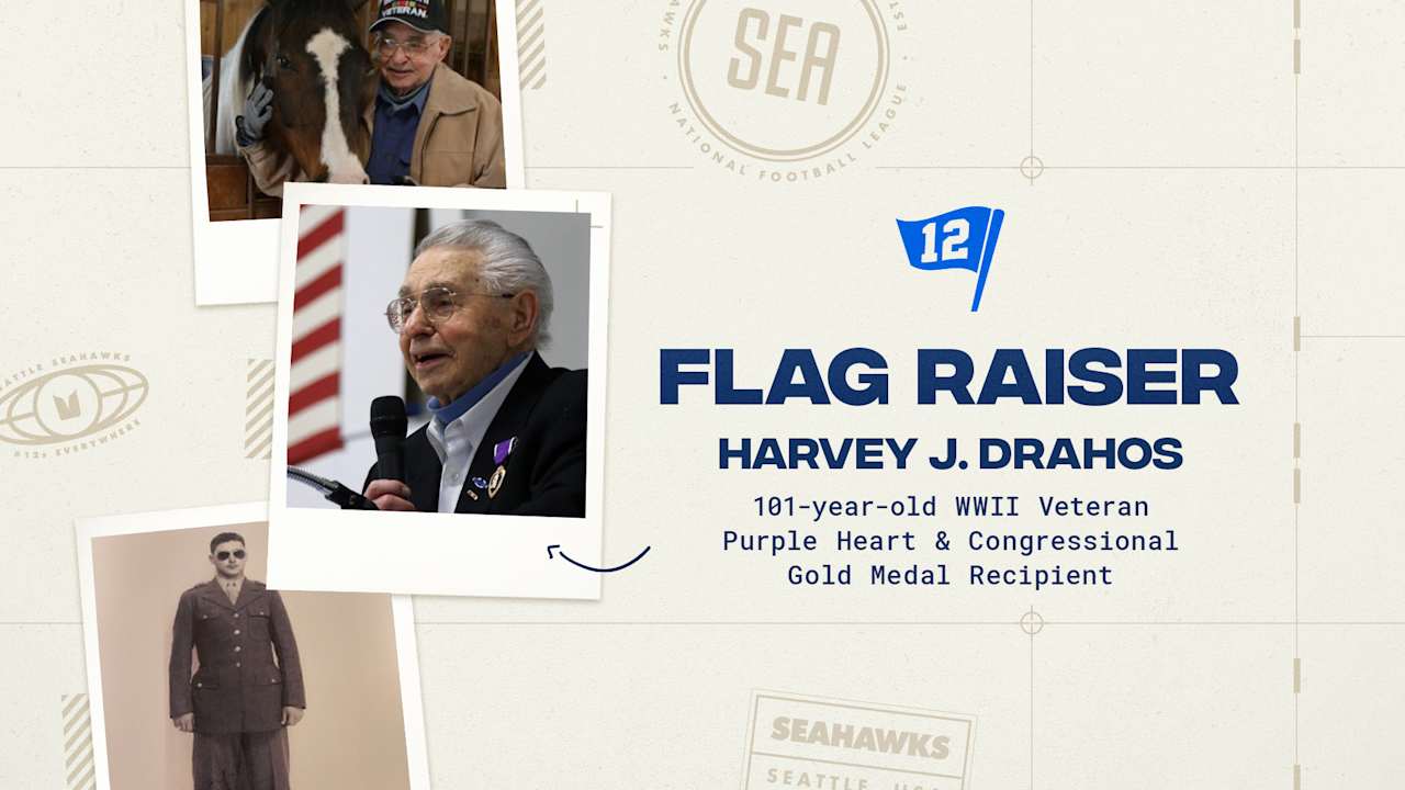 World War II Veteran Harvey Drahos Named 12 Flag Raiser For Seahawks vs. Cardinals 