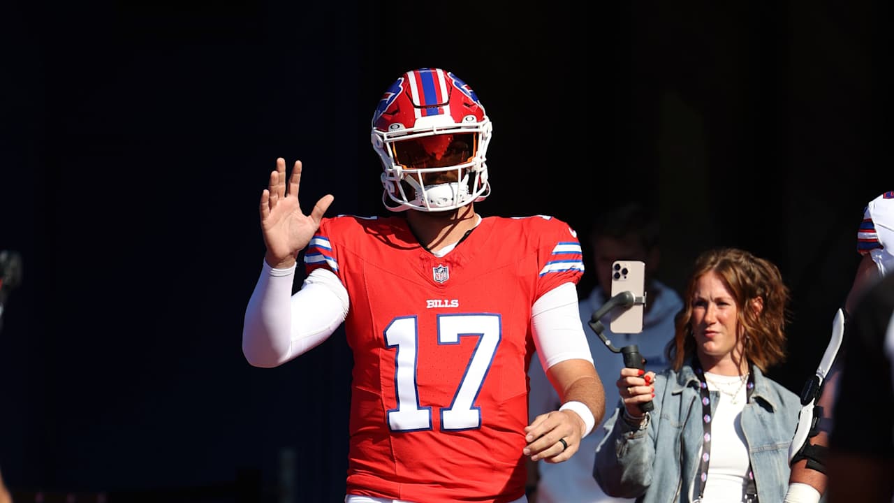 Josh Allen shows off iconic Bills red helmet for 2025 at Return of Blue and Red 