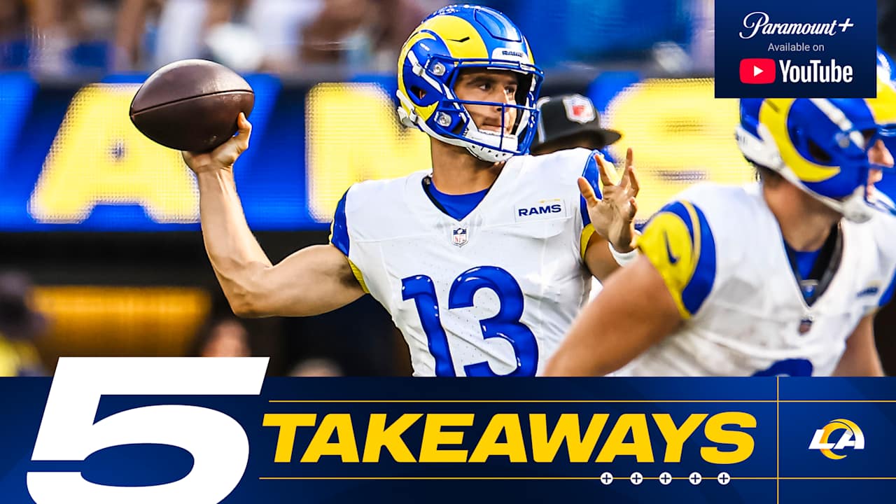 Five takeaways from Rams' 23-22 Preseason Week 2 win over Chargers: Stetson Bennett delivers game-winning TD pass to Tru Edwards, Brennan Jackson's two sacks, Jarquez Hunter sees extended action and more - Rams