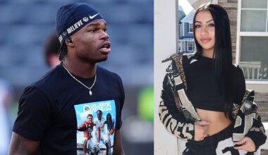 Jacksonville Jaguars quarterback Trevor Lawrence (16) and wide receiver Travis Hunter (12) participate in training camp at Miller Electric Center.