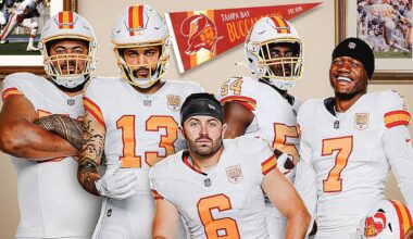 The team announced Tuesday that the white jerseys and pants from their inaugural season in 1976 will be worn for the Sept. 21 game against the New York Jets at Raymond James Stadium. (Photo from Bucs web site)