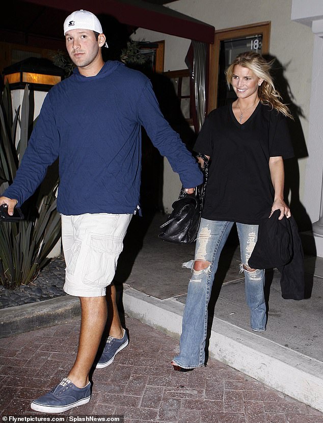 Simpson had an on-off romance with John Mayer (not pictured) from 2006 to 2010 when she wasn't dating Romo; pictured August 2008 in Malibu