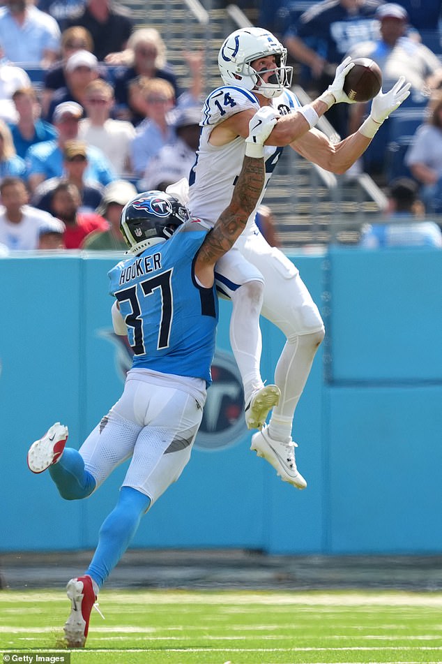 Pierce was tossed the ball by Colts quarterback Daniel Jones, with the wideout going to the air