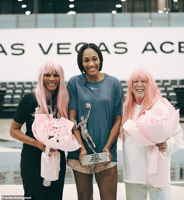 A'ja Wilson's family and Aces owner Mark Davis were on hand to congratulate her