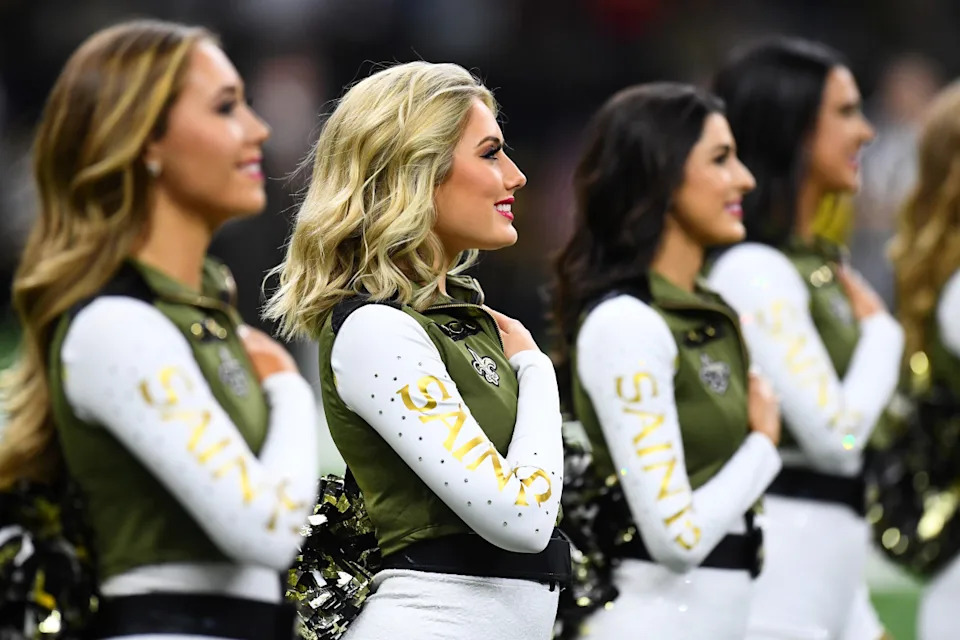 NEW ORLEANS, LA - NOVEMBER 4: New Orleans Saints cheerleaders during the game against the Los Angeles Rams at the Mercedes Benz Superdome on November 4, 2018 in New Orleans, Louisiana. (Photo by Scott Cunningham/Getty Images)Scott Cunningham/Getty Images