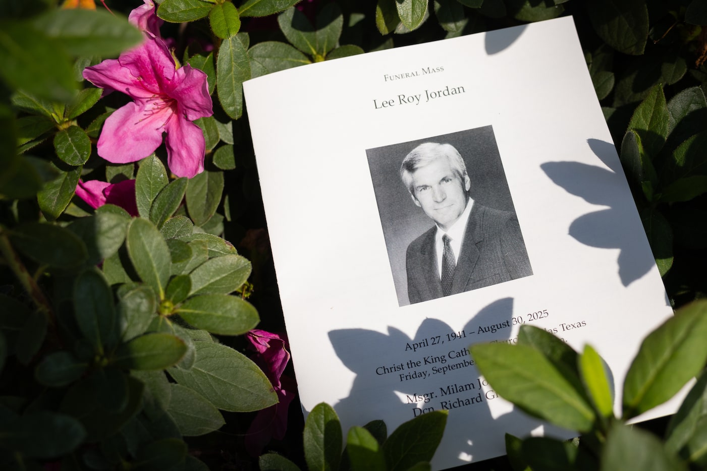 The program for the funeral mass held in honor of former Dallas Cowboys linebacker Lee Roy...