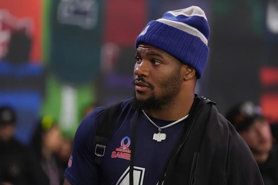 Micah Parsons #11 formerly of the Dallas Cowboys and NFC looks on during the 2025 NFL Pro Bowl Skills Showdown.<p><a href="https://www.gettyimages.com/detail/news-photo/micah-parsons-of-the-dallas-cowboys-and-nfc-looks-on-during-news-photo/2197133728" rel="nofollow noopener" target="_blank" data-ylk="slk:Perry Knotts&sol;Getty Images;elm:context_link;itc:0;sec:content-canvas" class="link ">Perry Knotts&sol;Getty Images</a></p>
