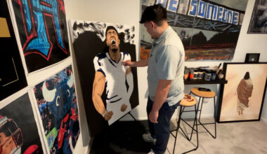 Artist trades his paintbrush for a football