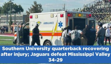 Southern University quarterback recovering after injury; Jaguars defeat Mississippi Valley 34-29