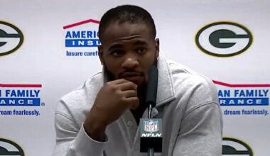 Green Bay Packers Linebacker Micah Parsons talks to media after the Packers-Cowboys game.