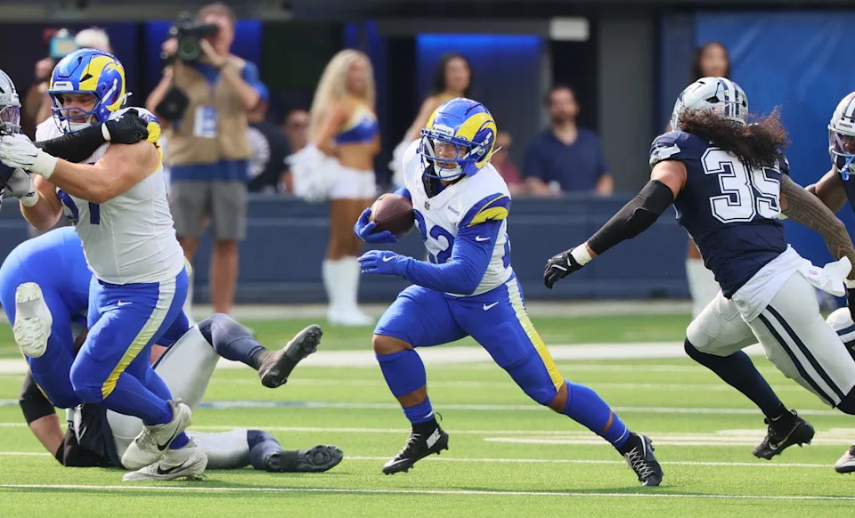Rams running back Blake Corum carries the ball during a preseason win over the Dallas Cowboys in August.