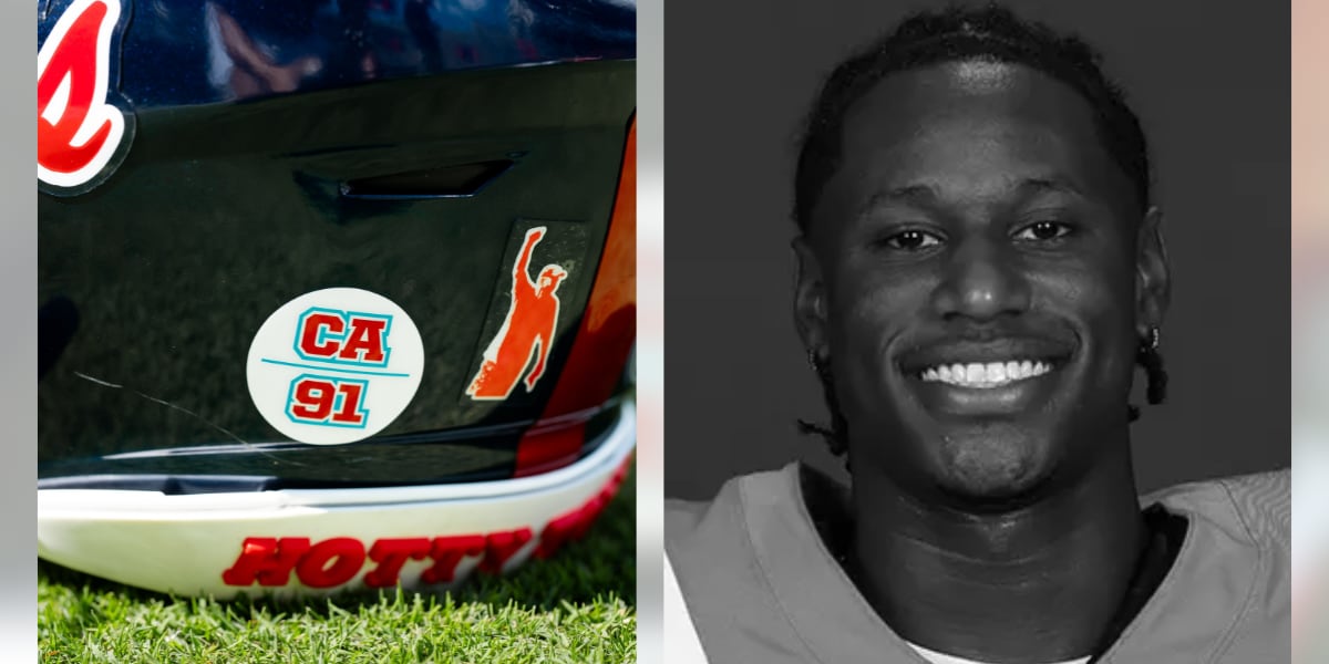 Ole Miss Football honors freshman slain in shooting with 1st game helmet stickers