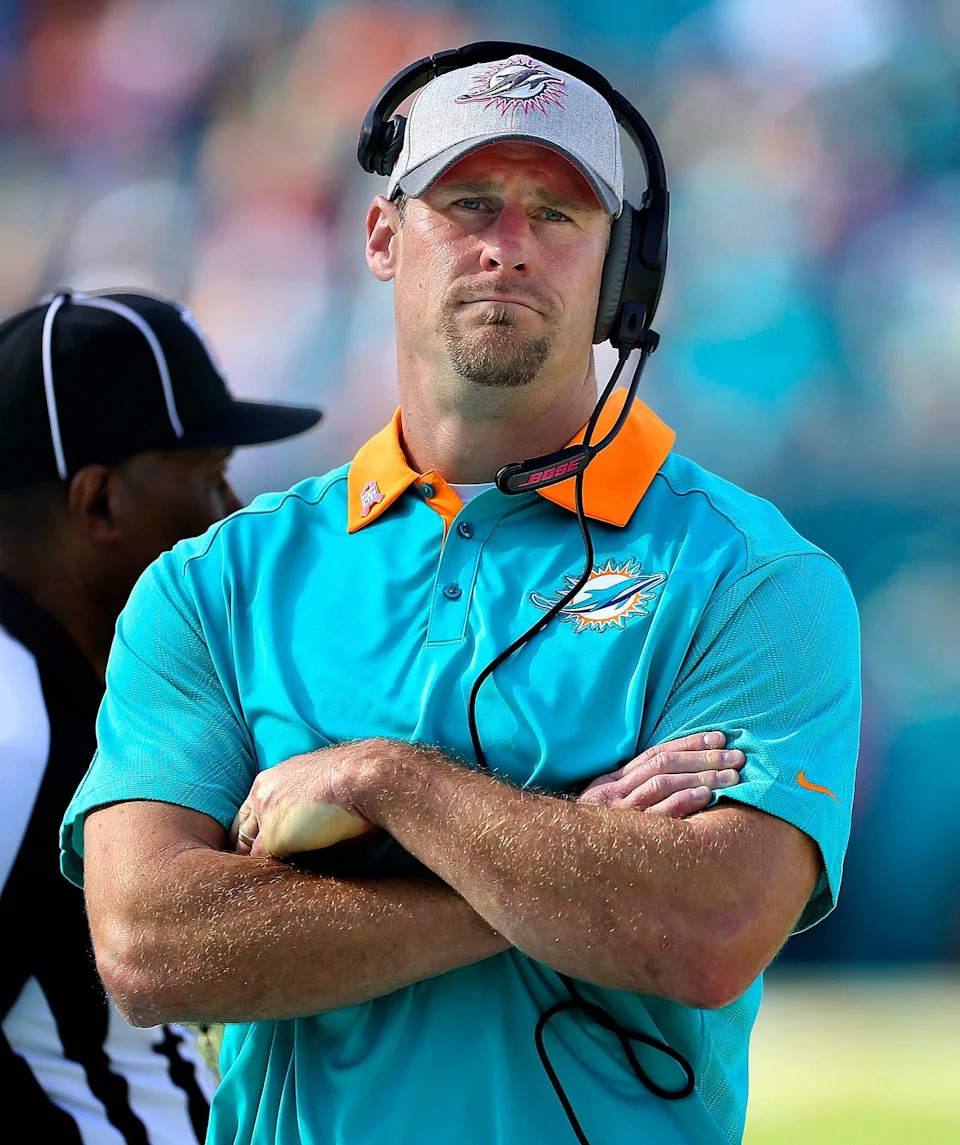 Miami Dolphins head coach Dan Campbell during the closing seconds of his first home victory against the Houston Texans Sunday Oct. 25, 2015.