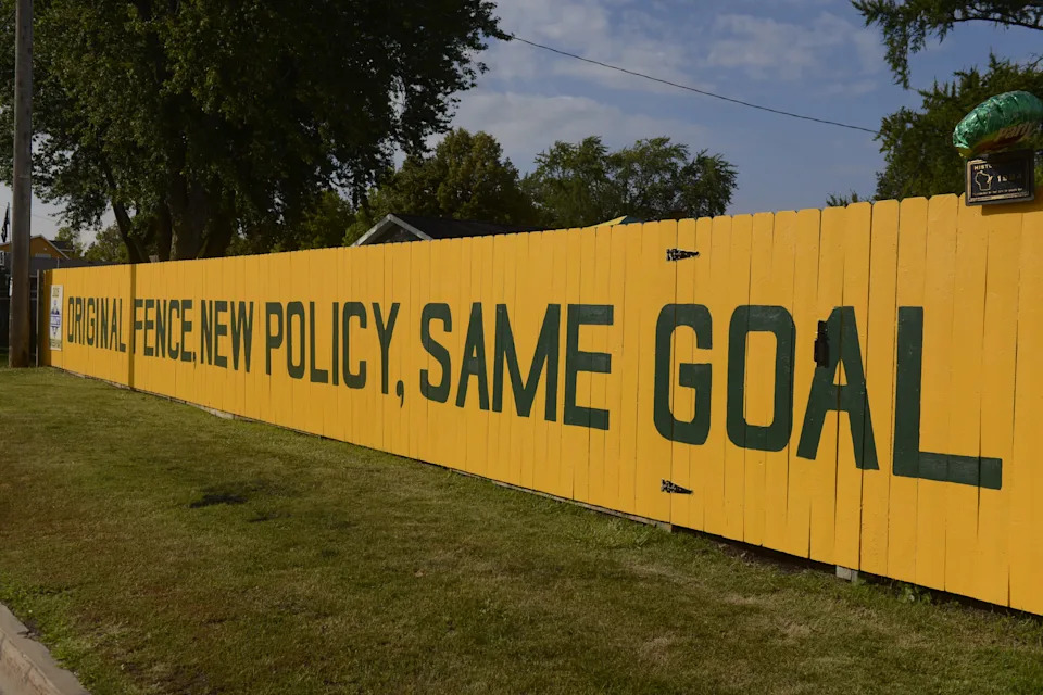 The Packers fence at 1177 Shadow Lane, Green Bay, shown on Sept. 3, is the first of the Lombardi Avenue fences to be painted for the coming season, which begins on Sept. 7.