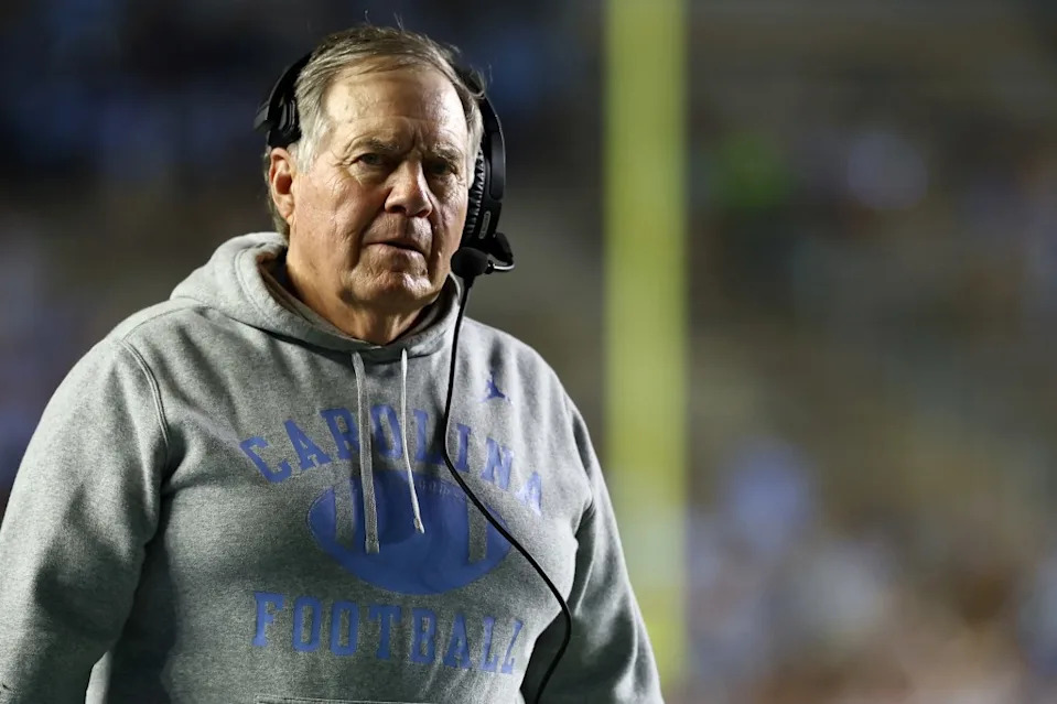 Head coach Bill Belichick of the North Carolina Tar Heels looks on during the second half of the game at Kenan Stadium on September 01, 2025 in Chapel Hill, North Carolina. Getty Images