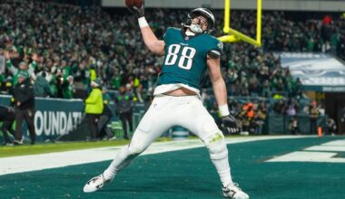 Eagles TE Dallas Goedert misses practice again with knee injury