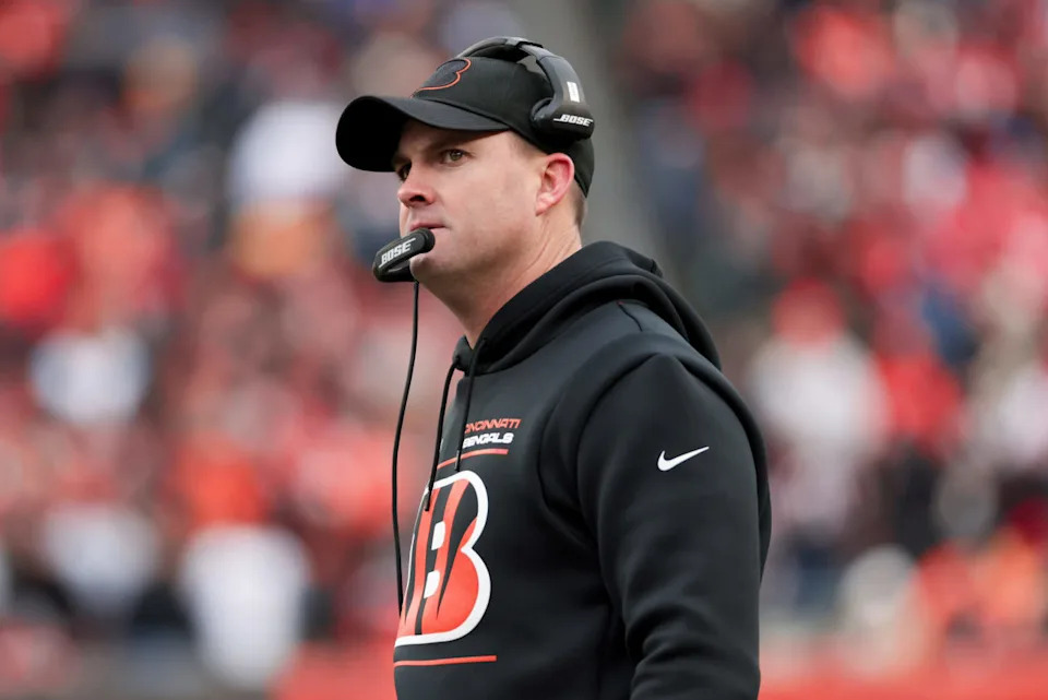 CINCINNATI, OHIO - JANUARY 02: Head coach Zac Taylor of the Cincinnati Bengals looks on in the third quarter against the Kansas City Chiefs at Paul Brown Stadium on January 02, 2022 in Cincinnati, Ohio. (Photo by Dylan Buell/Getty Images)Dylan Buell&sol;Getty Images