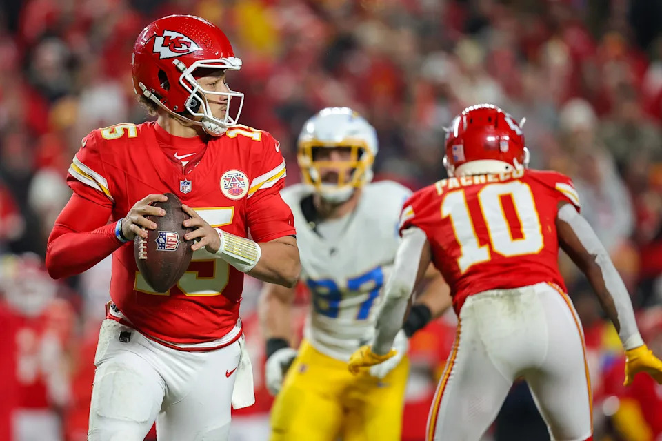 Patrick Mahomes and the Kansas City Chiefs face a huge AFC West game in the opener against the Chargers. (Photo by David Eulitt/Getty Images)