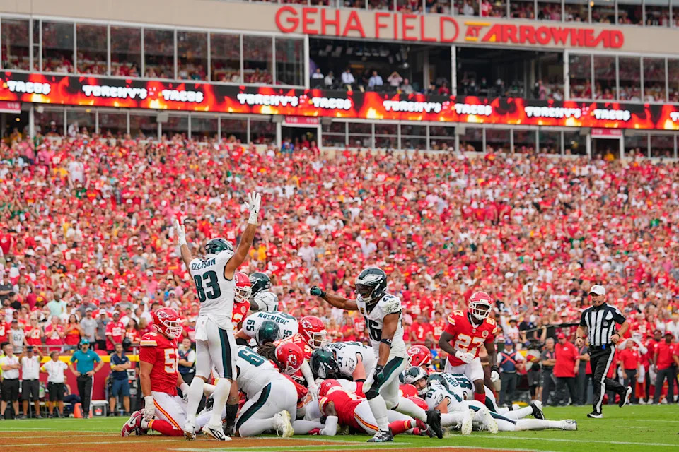 The NFL tried to ban to the tush push in the offseason but fell two votes short of eliminating it (Jay Biggerstaff-Imagn Images)