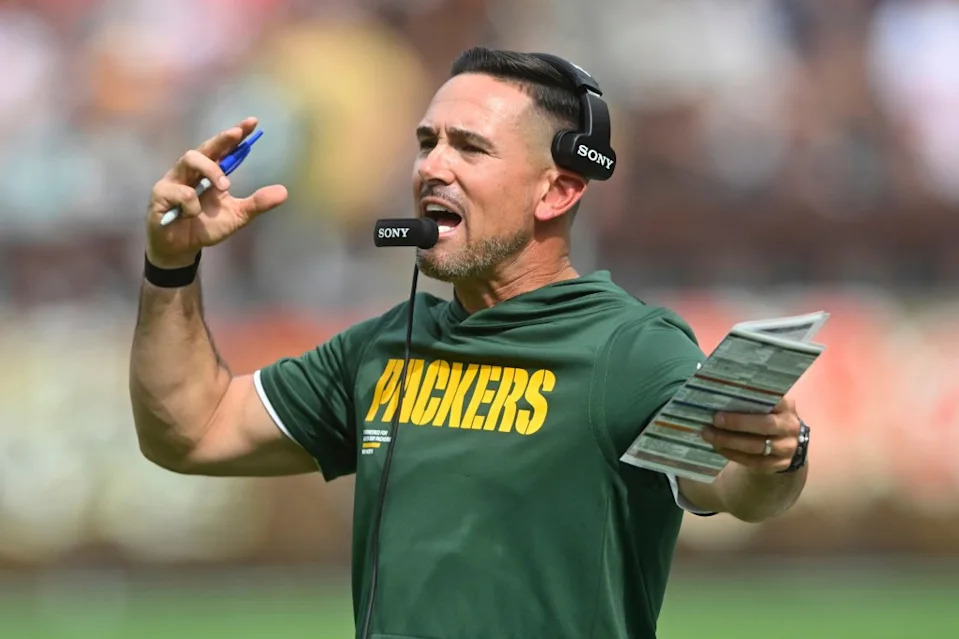 Packers head coach Matt LaFleur reacts during the second half of an NFL football game against the Cleveland Browns. AP