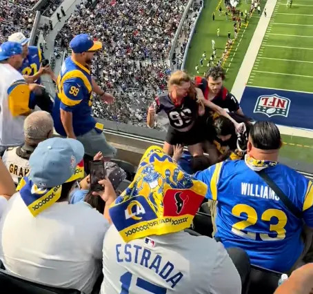 A fight unfolded between fans during the Rams’ game against the Texans. @Brian.bowie43/TikTok