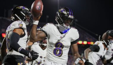 Lamar Jackson shoves Bills fan during Sunday Night Football