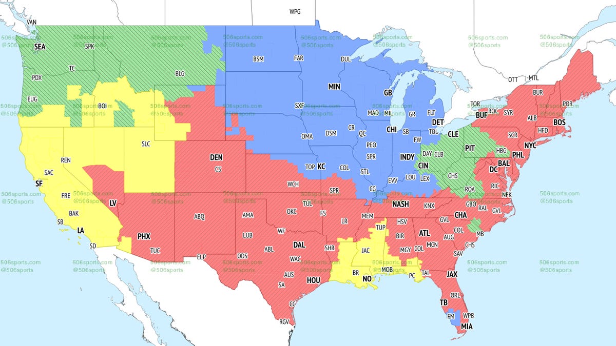 TV map and broadcast options for Week 2