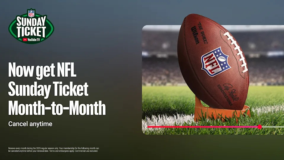 Now get NFL Sunday Ticket Month-to-Month for $85/mo and cancel anytime.