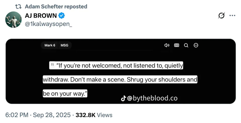 AJ Brown's post on X.AJ Brown/X