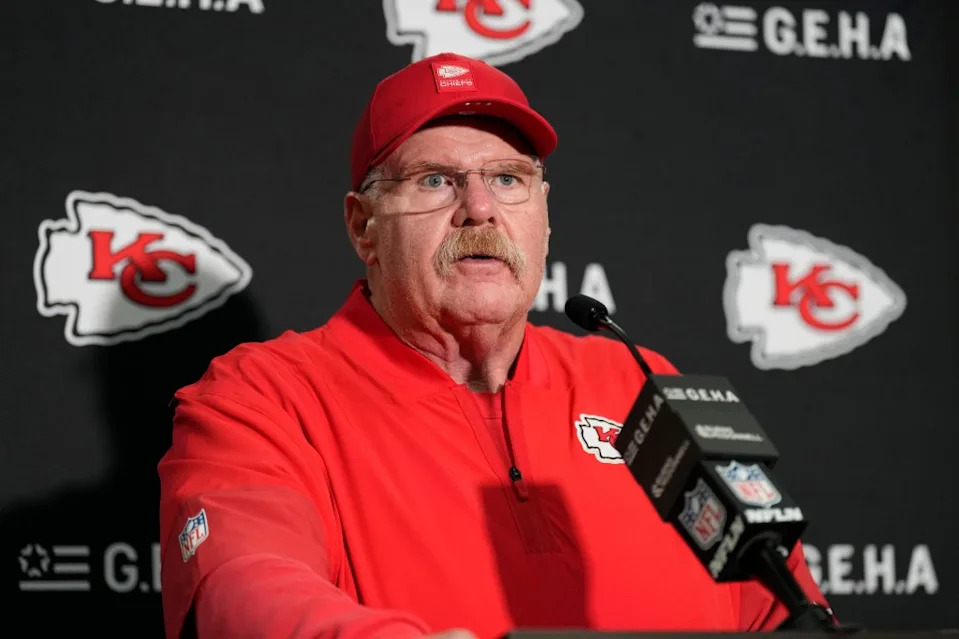 Kansas City Chiefs head coach Andy Reid speaks during a news conference following an NFL football game against the New York Giants on Sunday, Sept. 21, 2025, in East Rutherford, N.J. AP
