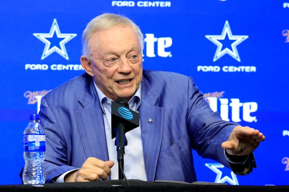 Dallas Cowboys owner Jerry Jones responds to a reporter’s question during an NFL football news conference in Frisco, Texas, Thursday, Aug. 28, 2025. AP