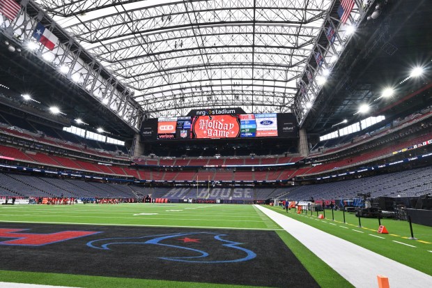 A general overall interior view of NRG Stadium before the Baltimore Ravens take on the Houston Texans, in an NFL football game, Wednesday, Dec. 25, 2024, in Houston. (AP Photo/Maria Lysaker)