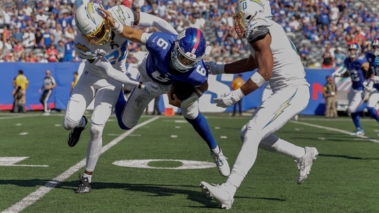 New York Giants quarterback Jaxson Dart has been “doing good” and is expected to practice on Wednesday.(AP)