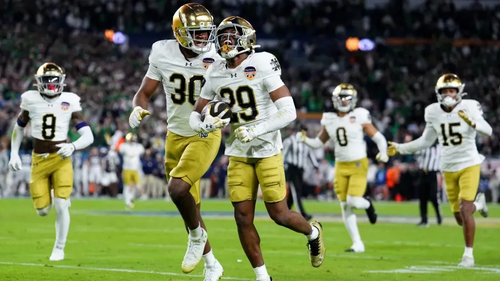 Notre Dame Fighting Irish players in 2025. (Source: Rich Storry/Getty Images)