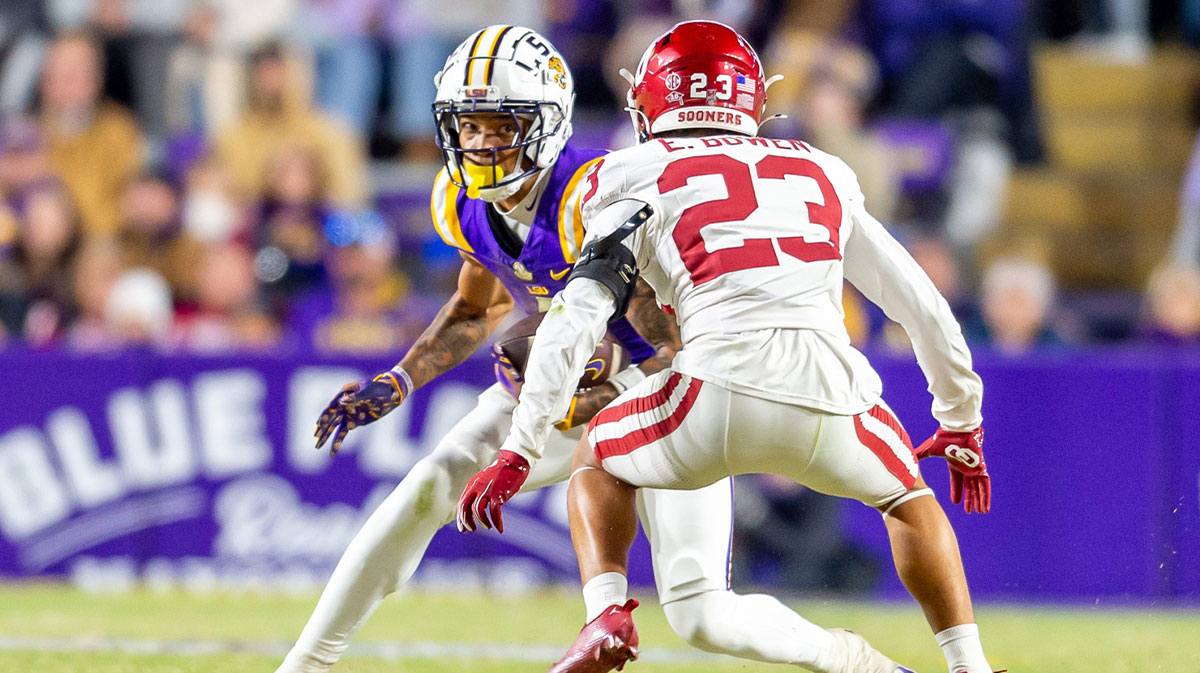 CJ Daniels 4 runs the ball as the LSU Tigers take on the Oklahoma Sooners. Nov 30, 2024; Baton Rouge, Louisiana, USA; at Tiger Stadium.