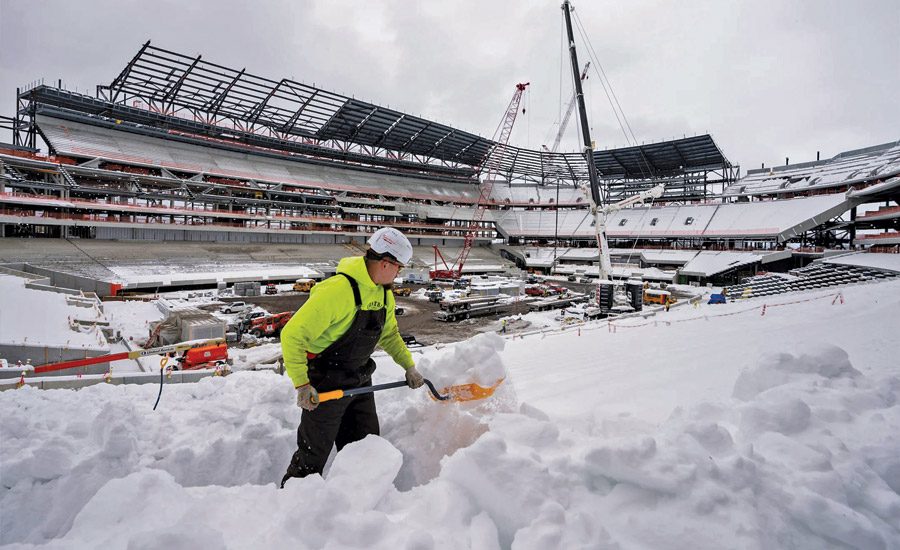 Project Team Battles Elements to Complete Buffalo Football Stadium for Next Season