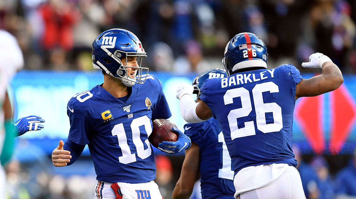 Eli Manning and Saquon Barkley on the New York Giants.