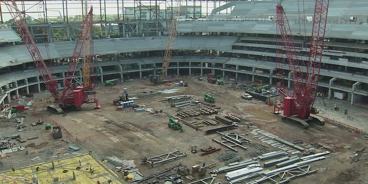 Construction of new Nissan Stadium for Tennessee Titans in Nashville reaches halfway point