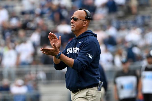 Penn State head coach James Franklin reacts during the fourth quarter of an NCAA college football game against Florida International, Saturday, Sept. 6, 2025, in State College, Pa. (AP Photo/Barry Reeger)