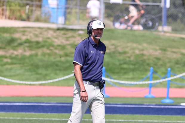 University of Northern Colorado football coach Ed Lamb at Nottingham Field on Saturday, Aug. 30, 2025 for the Bears' season-opening football game against Chadron State. UNC won 17-3, giving Lamb his first home win since he was hired in Dec. 2022. The victory was also Lamb's second as the head coach. (Courtesy/Dean Popejoy, UNC Athletics)